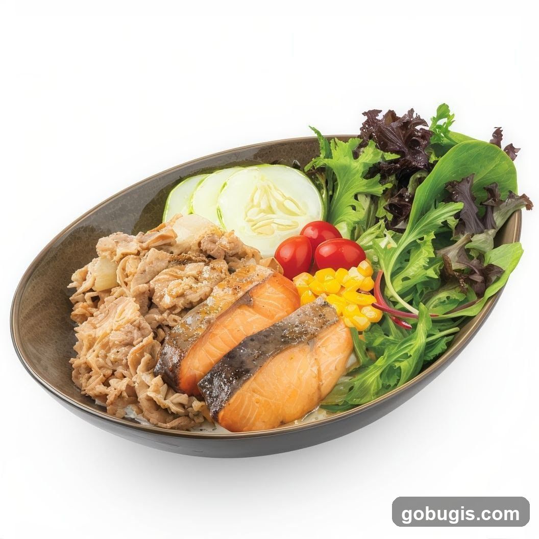 Salmon and Beef Bowl