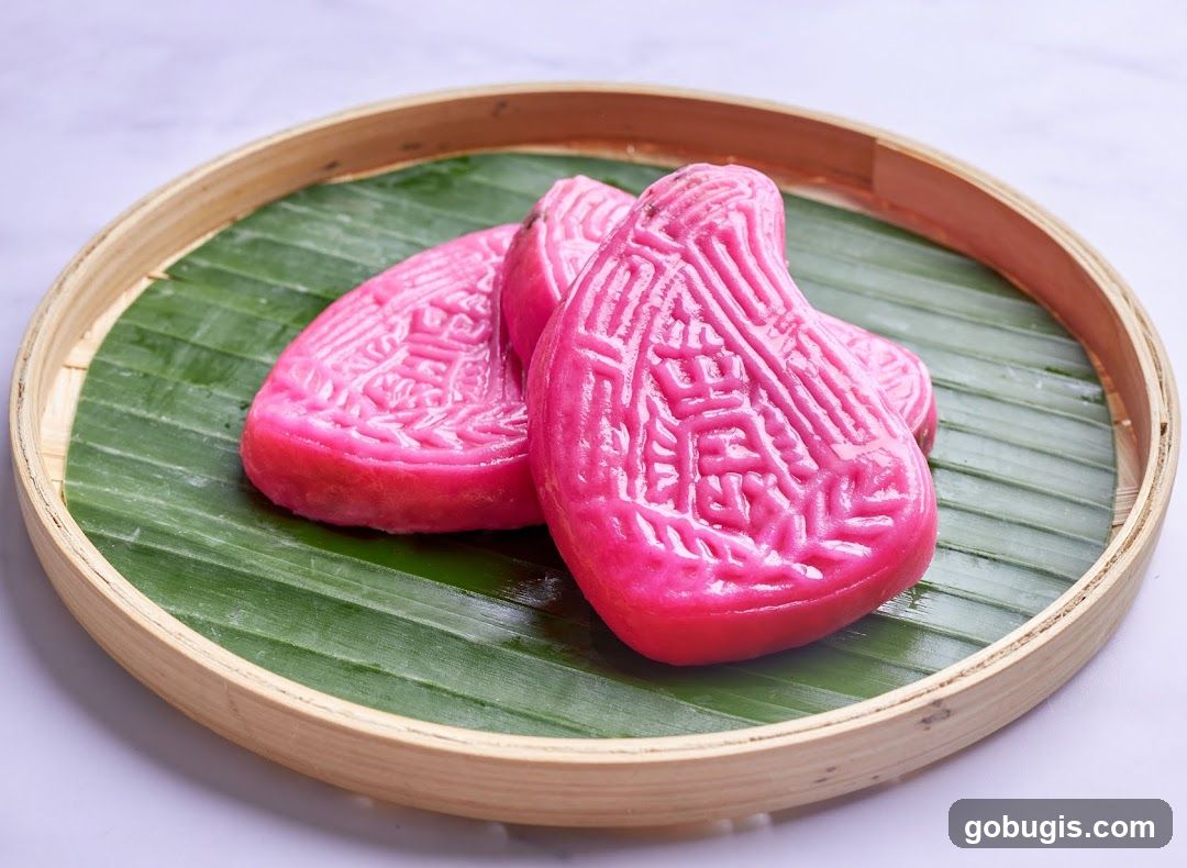 Pink Kuih Lapis on Banana Leaf