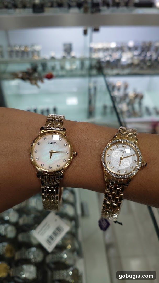 Two women's watches on display