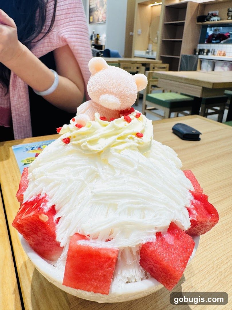 Dessert with Watermelon and Bear Topping