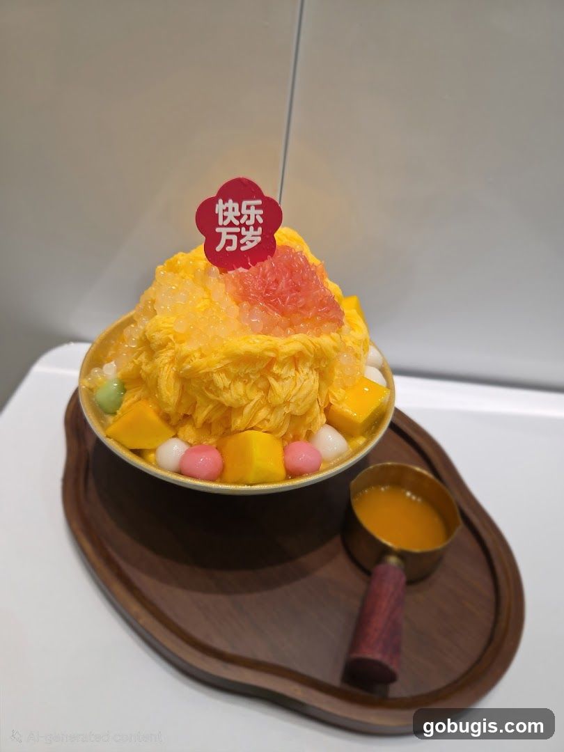 Mango shaved ice dessert