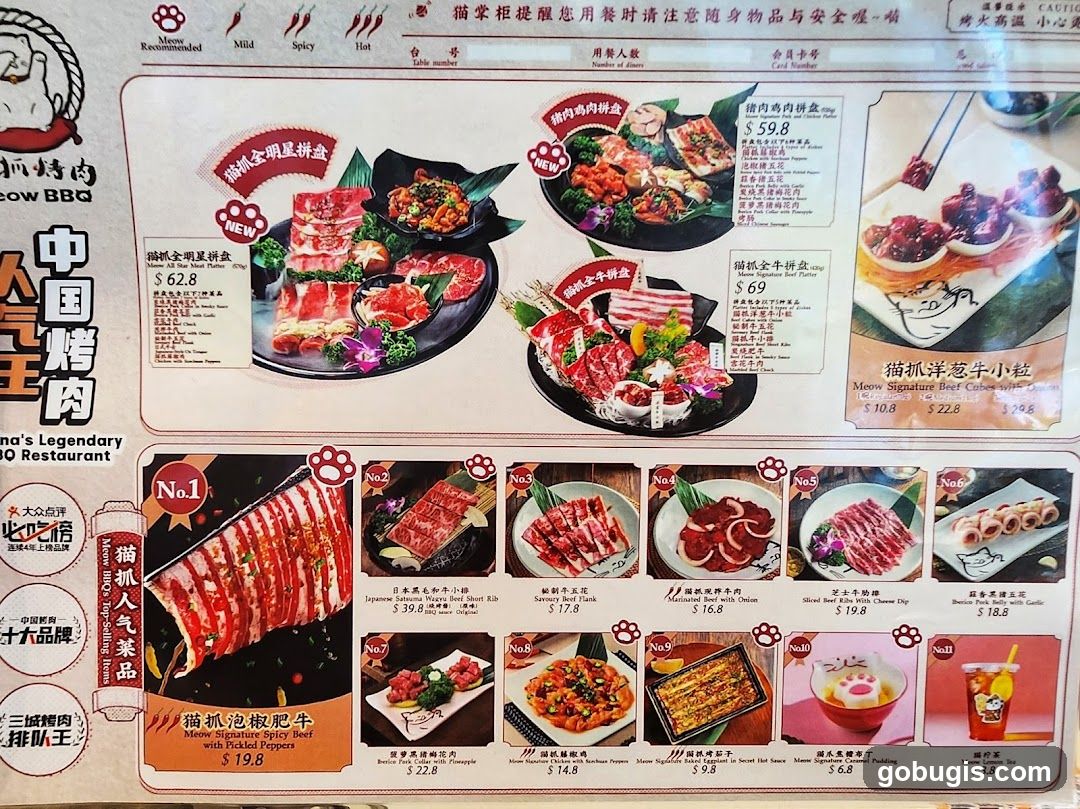 Meow BBQ Menu