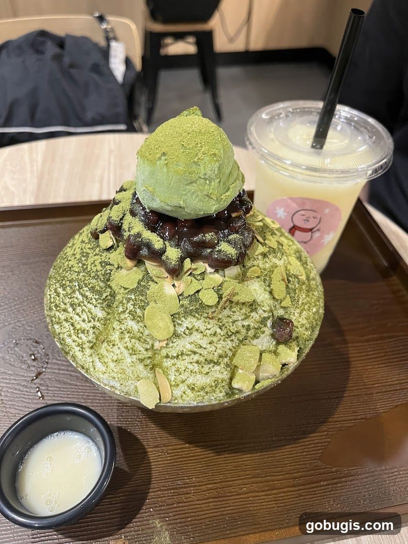 Matcha Bingsu with a Drink