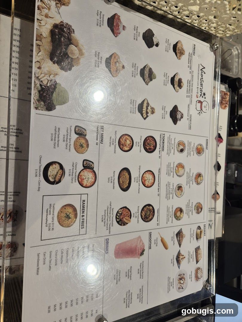 Nunsaran Dessert Cafe Menu