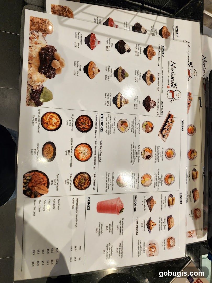 Nunsaran Korean Dessert Cafe Menu