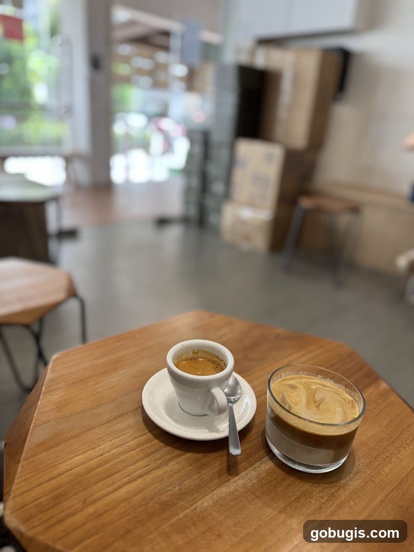 Coffee drinks on a table