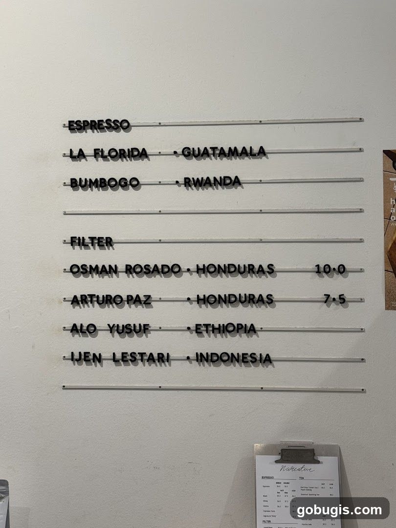 Coffee Menu
