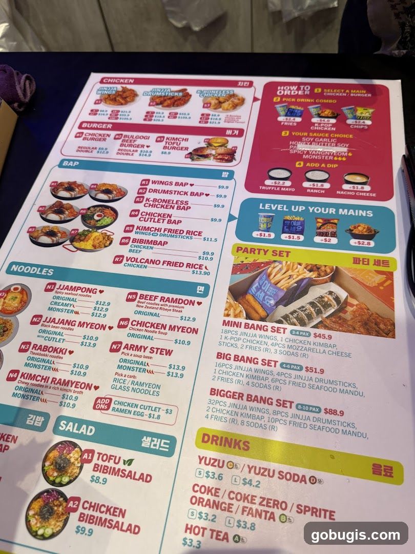 Korean Food Menu