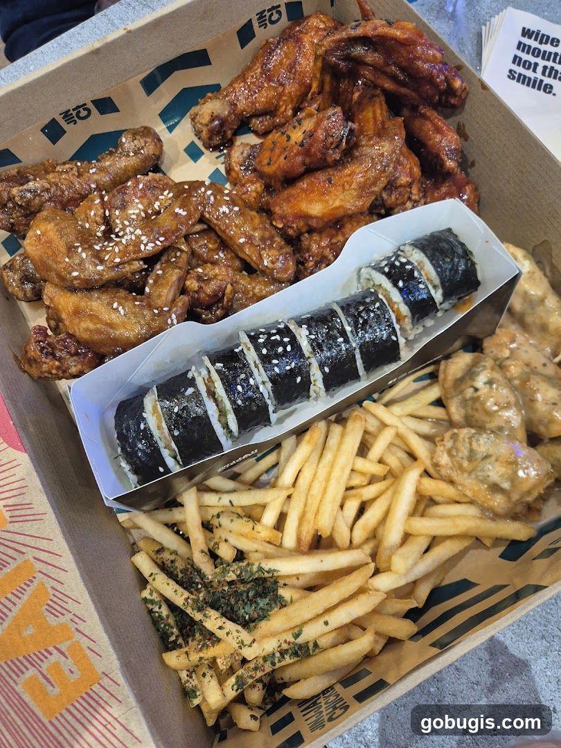 Fried Chicken and Kimbap Meal