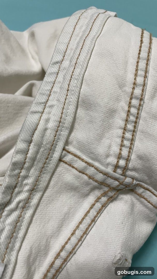 White Denim Jeans Detail
