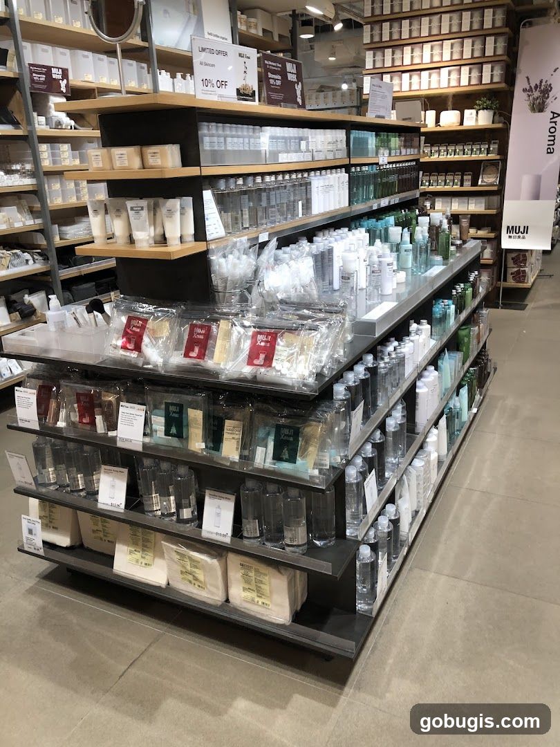 MUJI Skincare and Home Goods Display