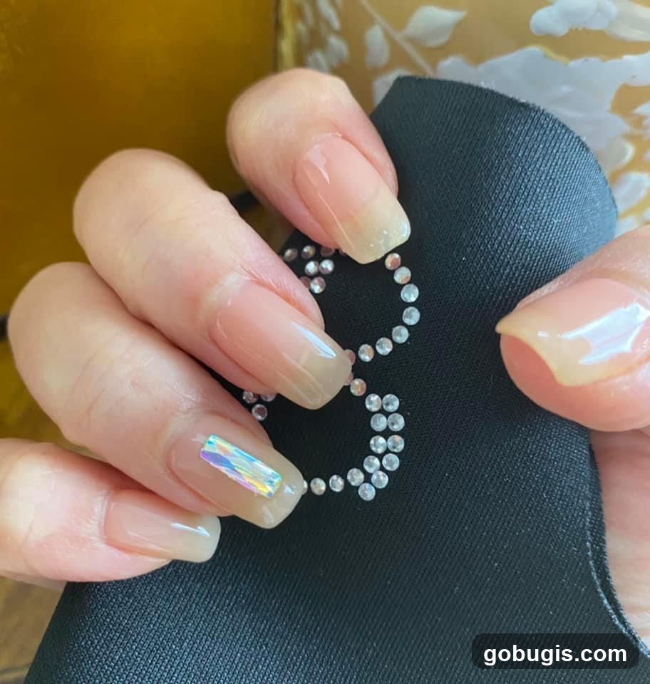 Nails with Rhinestone Embellishment