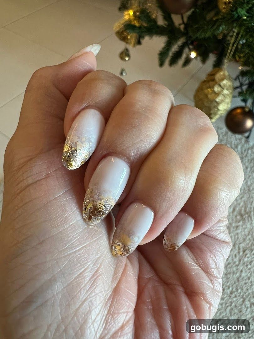 Nails with Gold Glitter