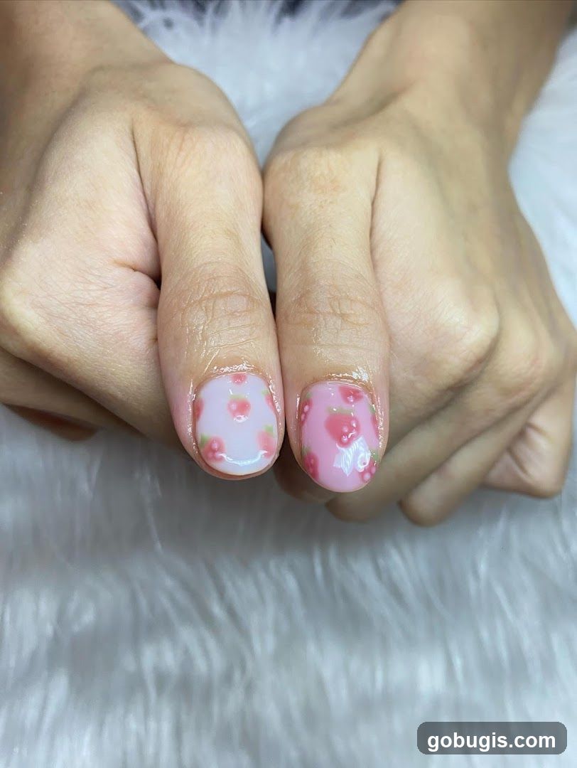 Strawberry Themed Nails