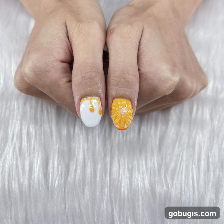 Orange Slice and Drip Nail Art