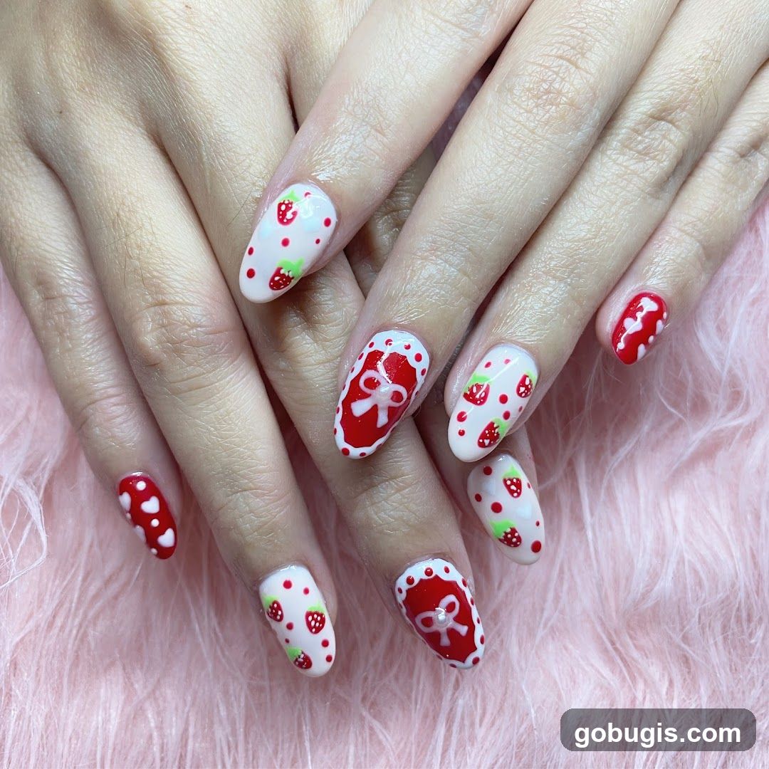 Strawberry Themed Nails