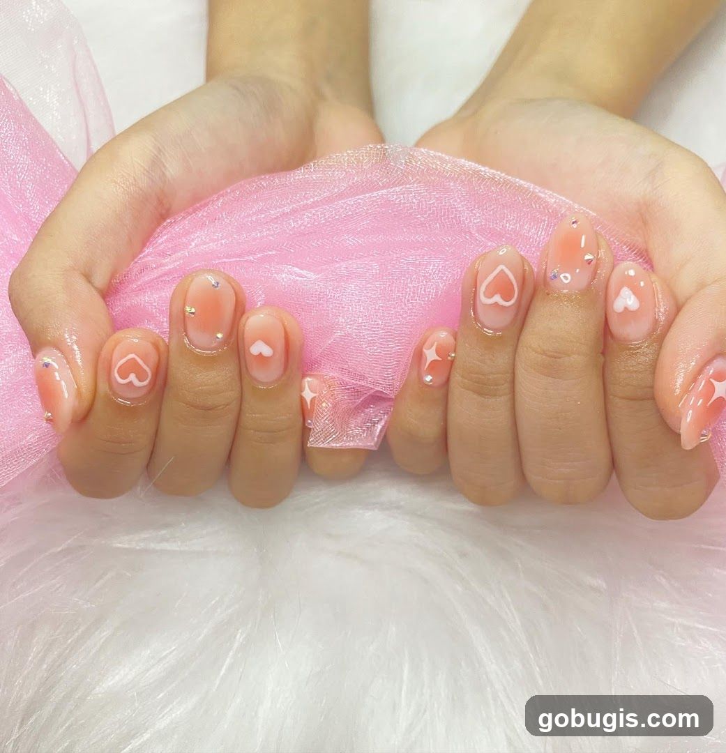 Nails with Heart Design