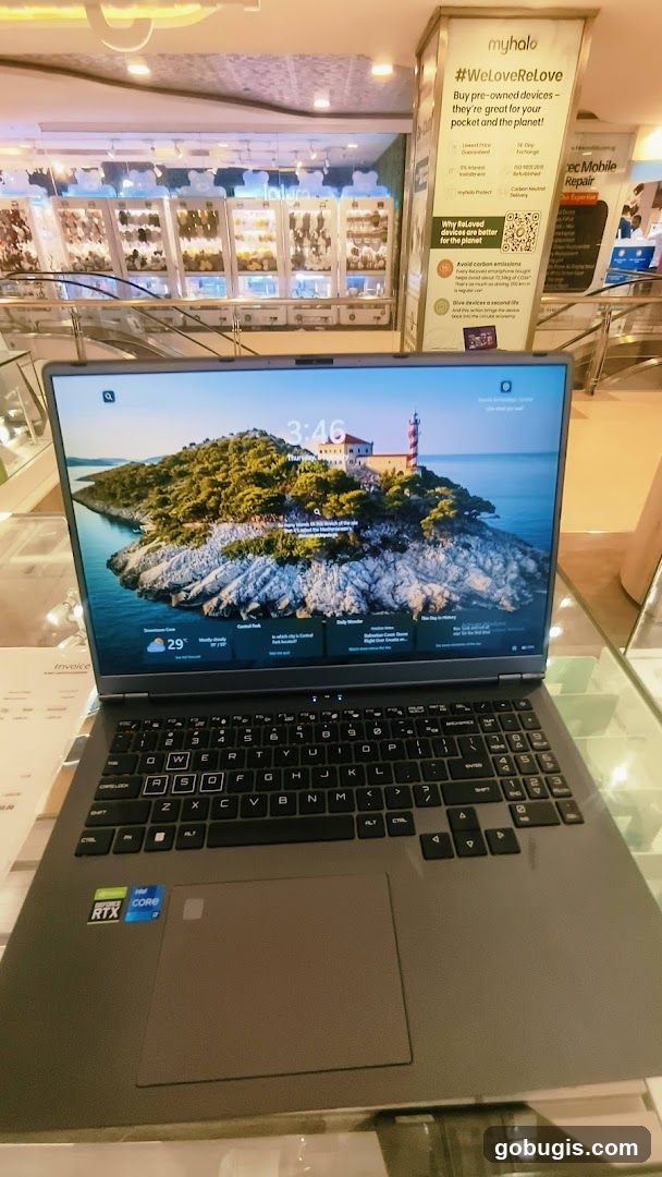 Laptop with promotional signage