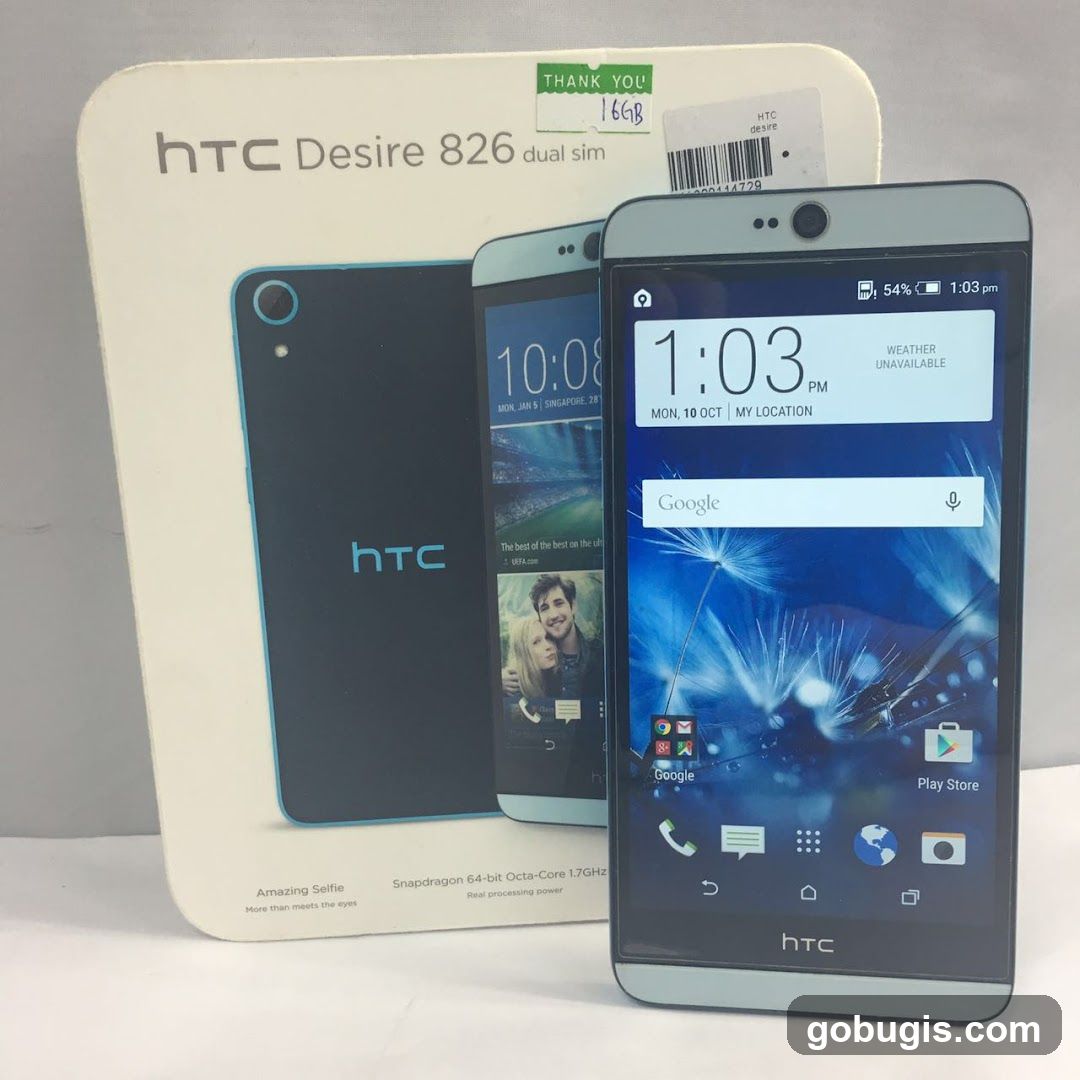 HTC Desire 826 dual sim phone and box