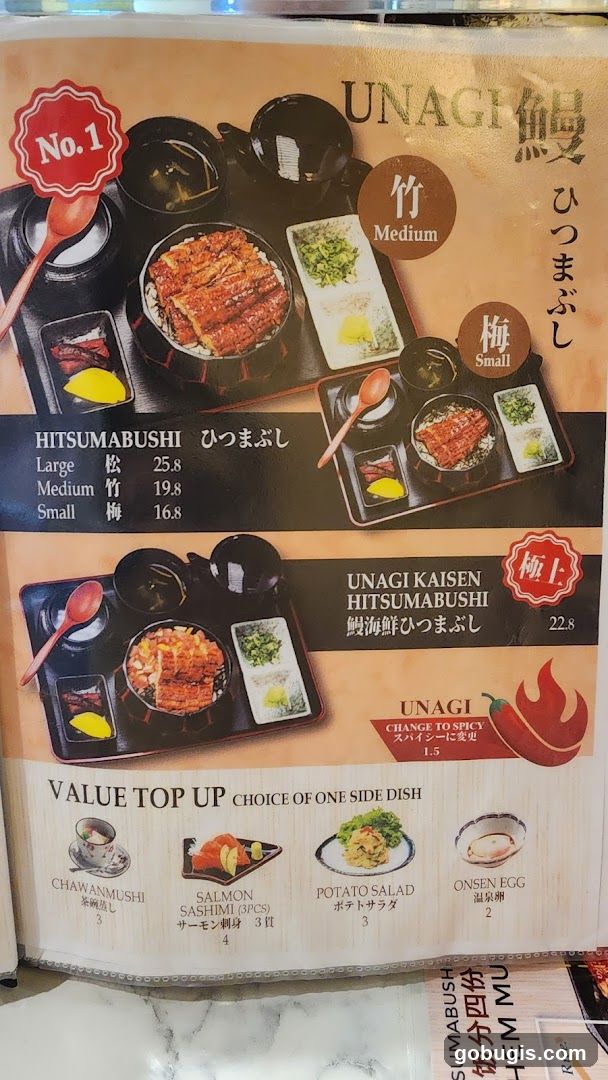 Unagi Hitsumabushi Menu