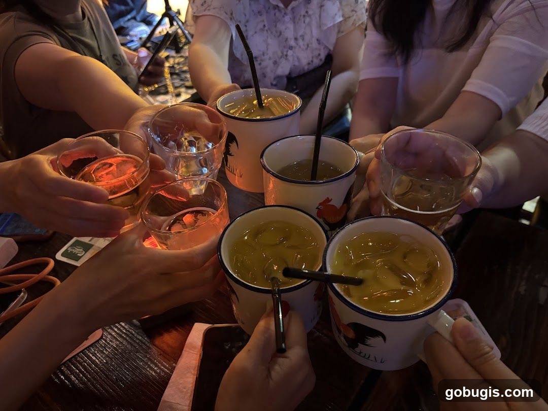 Friends toasting drinks