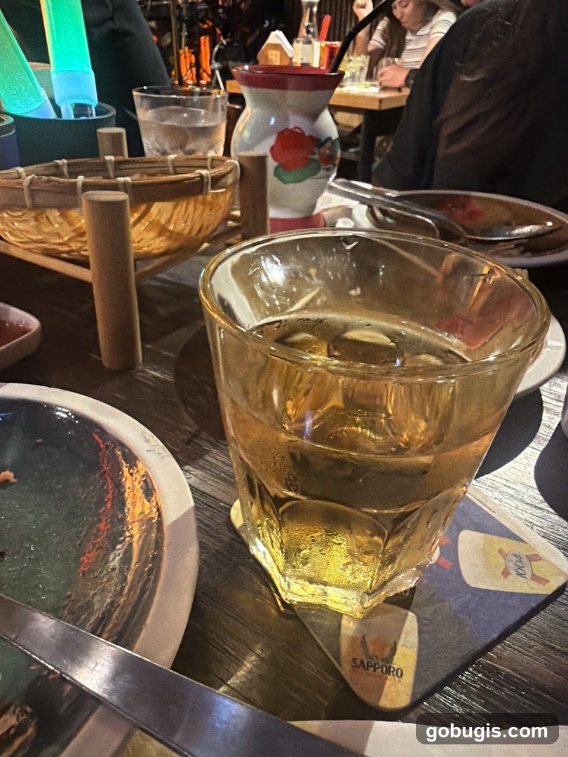 Table with drinks and food