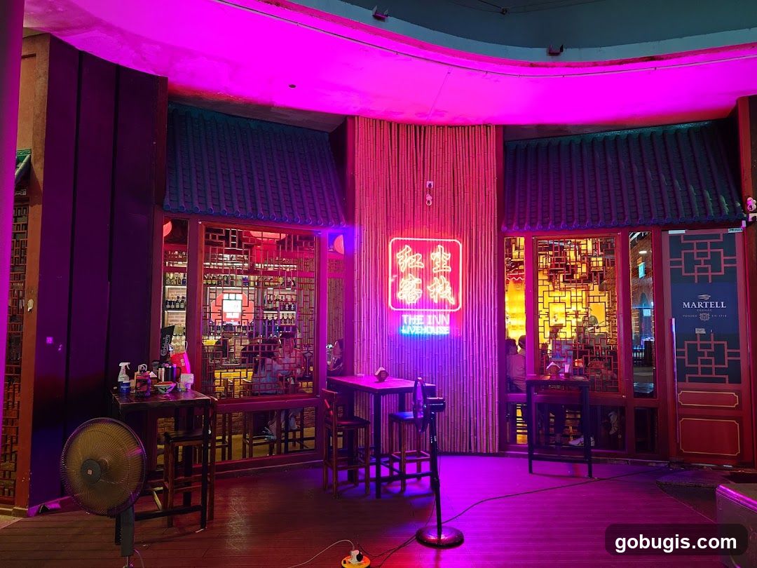 Neon-lit Bar Interior