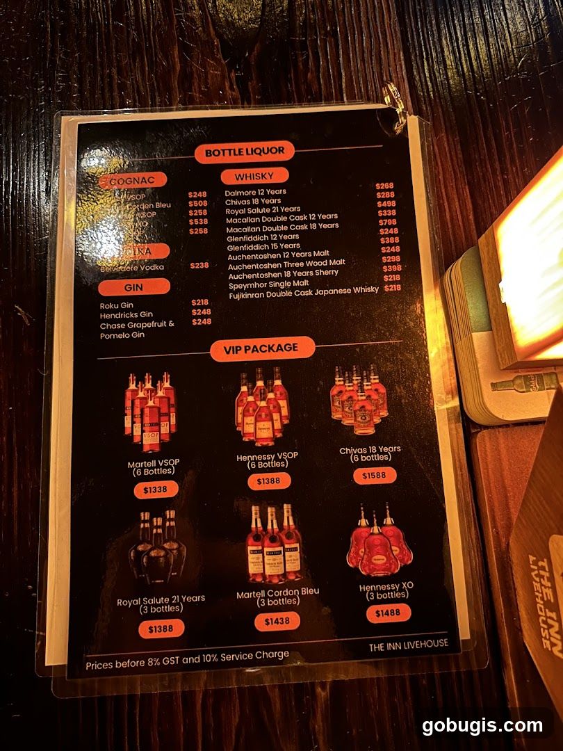Bottle Liquor Menu