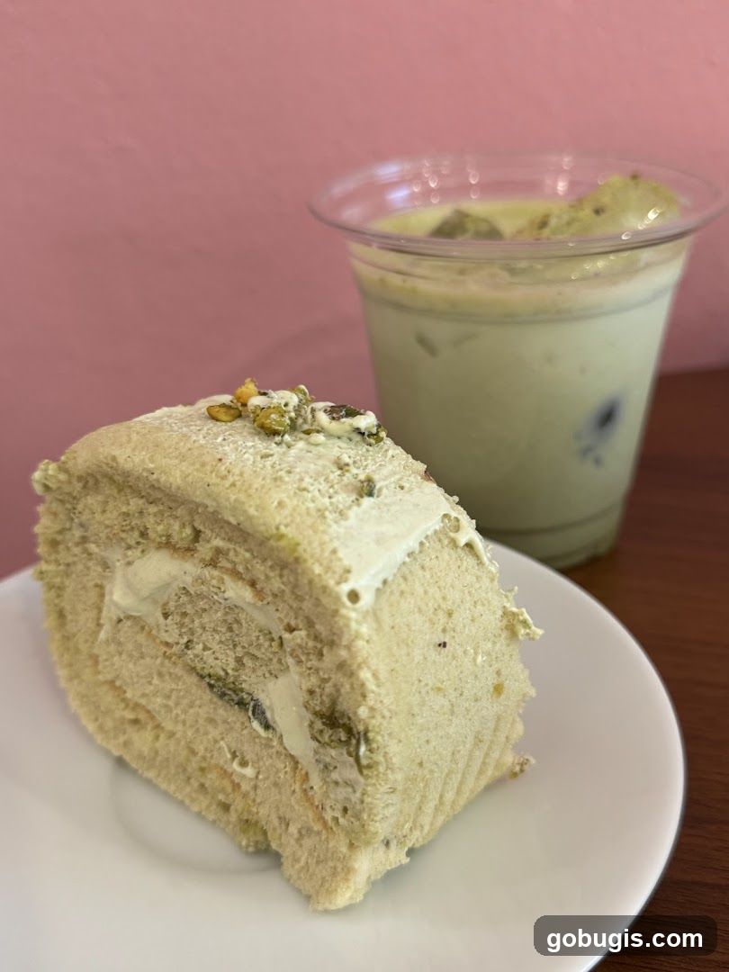 Matcha Swiss Roll and Drink