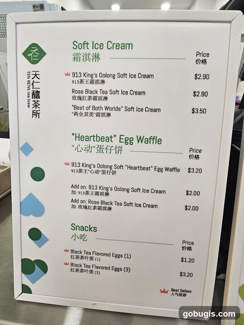 Ten Ren's Tea Brew Menu