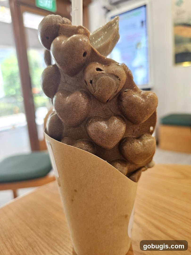 Chocolate Bubble Waffle with Hearts