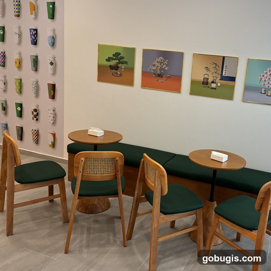Cafe Interior with Artwork and Seating