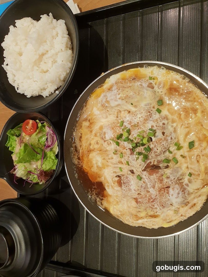 Oyakodon with Rice and Salad