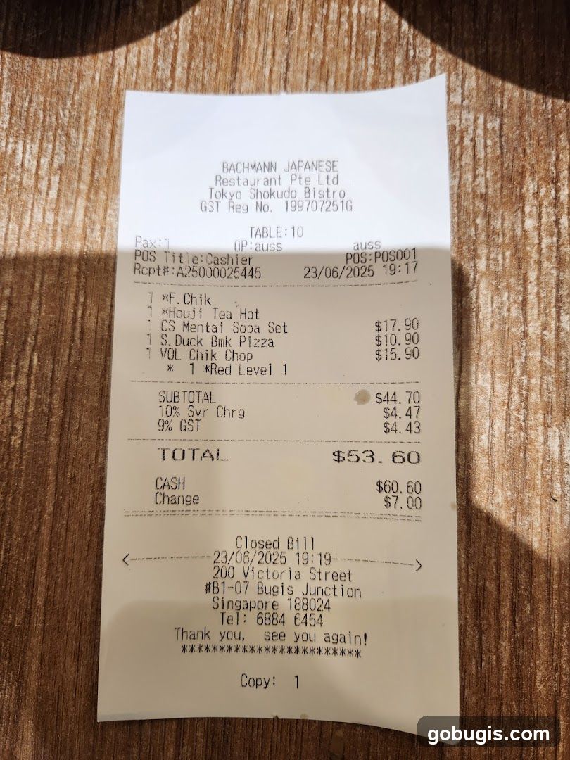 Restaurant Receipt