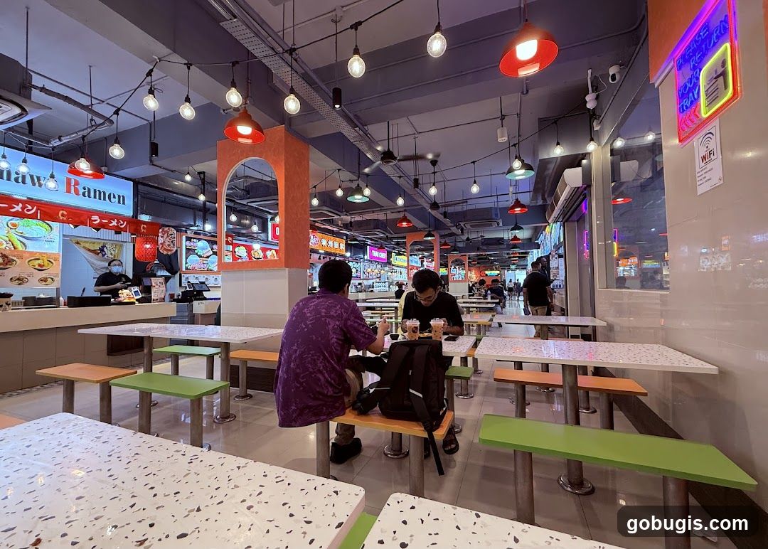 Food court with diners