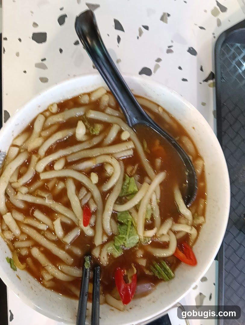Noodle Soup with Chili and Greens