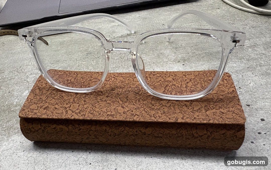 Clear Eyeglasses on a Cork Case