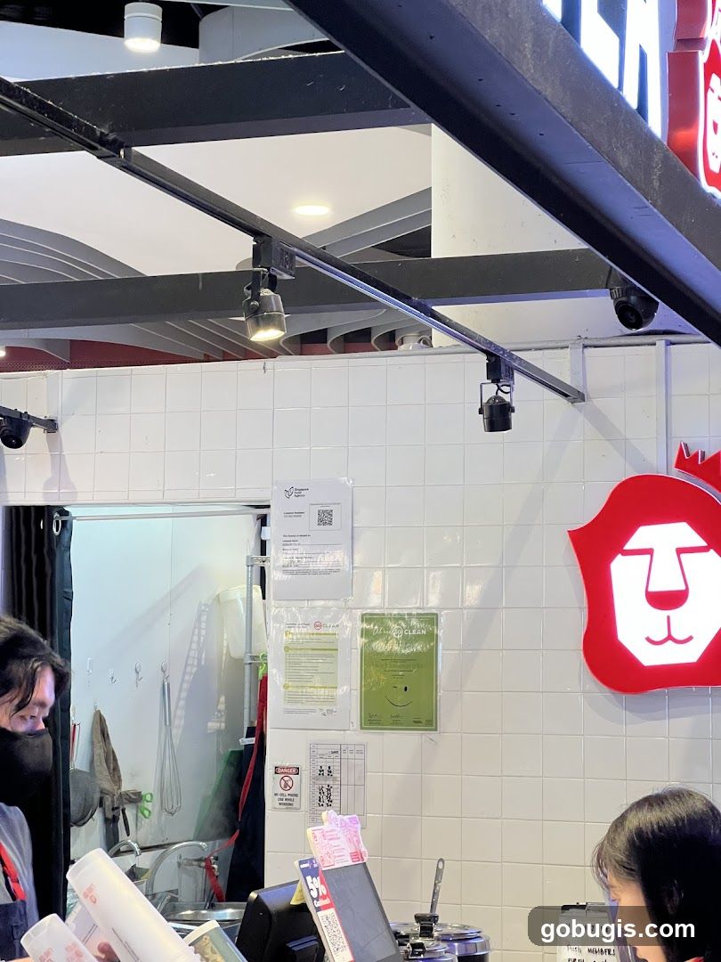 Restaurant Interior with Lion Logo