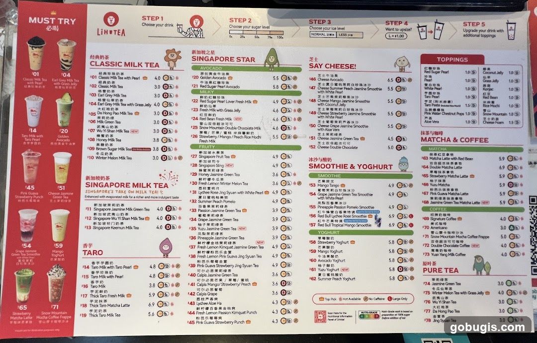 LIH TEA Menu