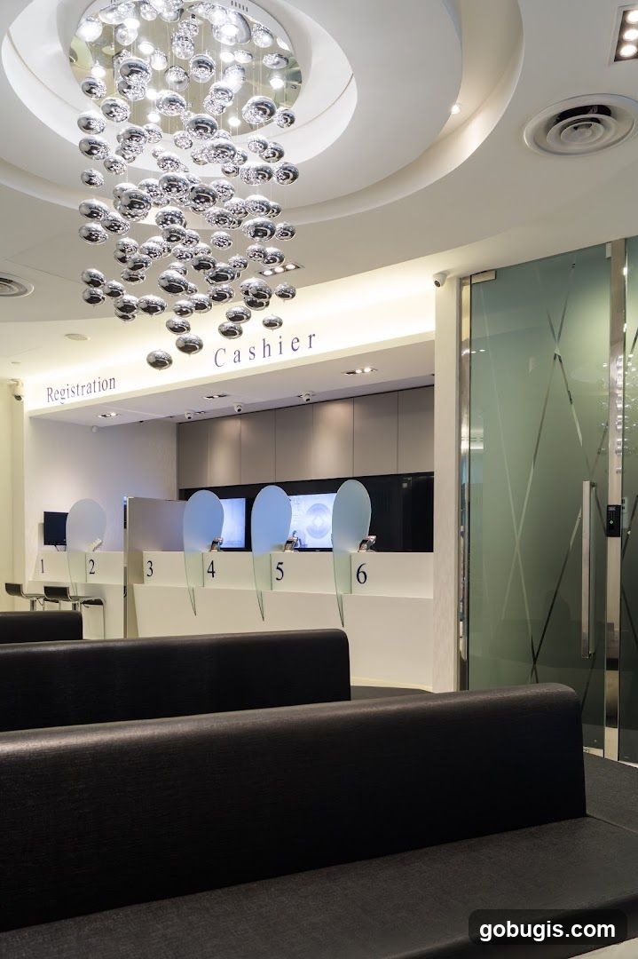 Modern Waiting Area with Registration and Cashier Stations