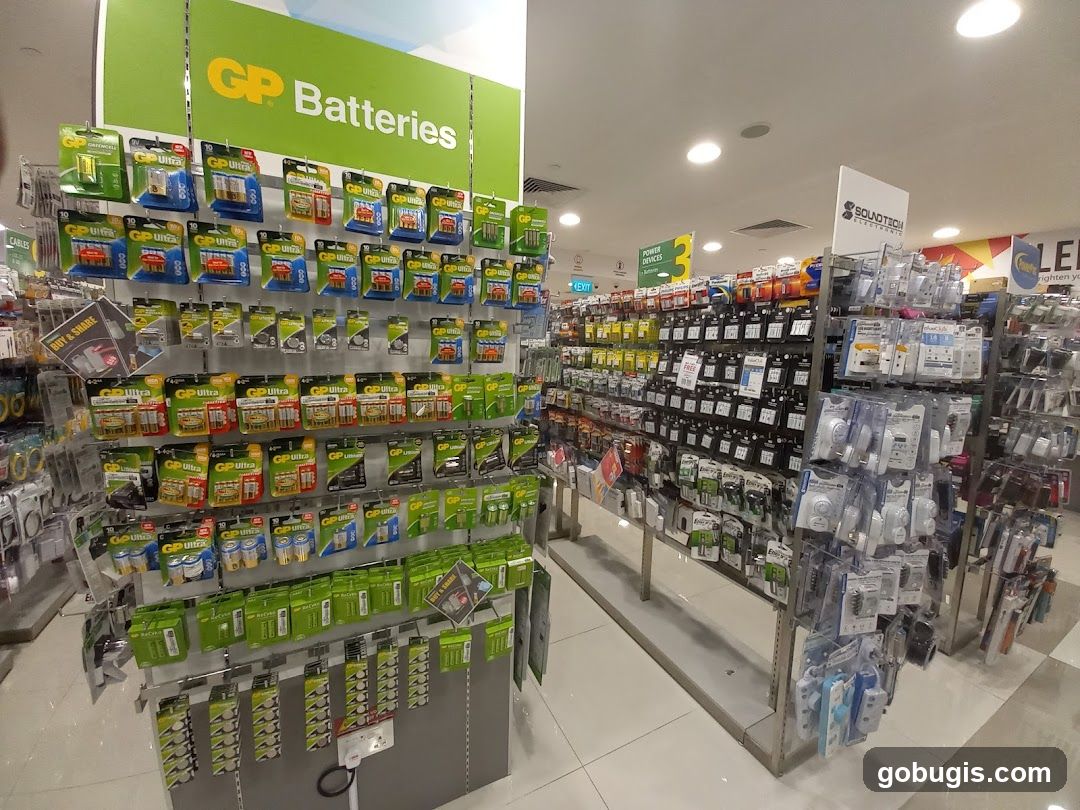 Battery and Electronics Store Aisle