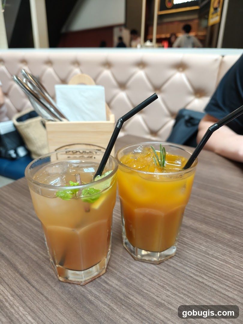 Two refreshing drinks on a table