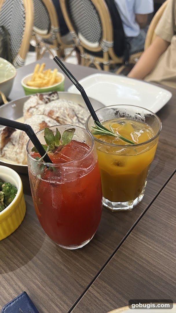 Two Drinks and Food