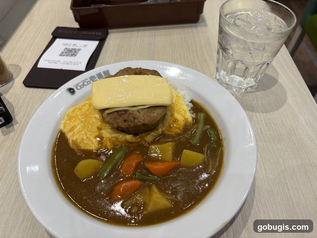 Curry Rice with Hamburger Steak and Cheese