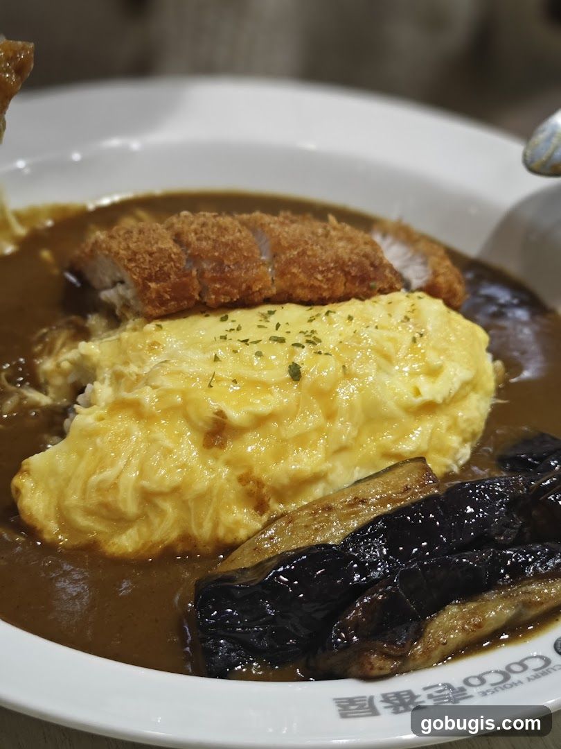 Omelette Curry with Pork Cutlet and Eggplant