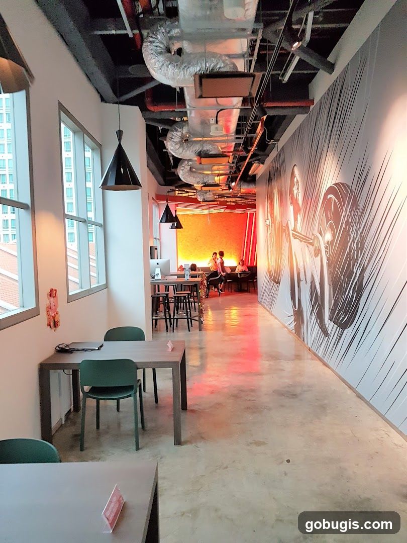 Modern Cafe Interior with Artwork