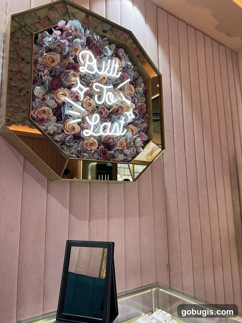 Floral Mirror with Neon Sign