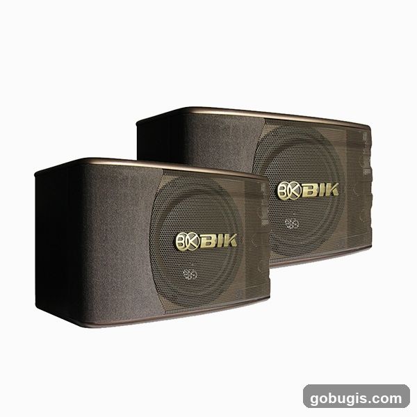 Two speakers with the BIK logo