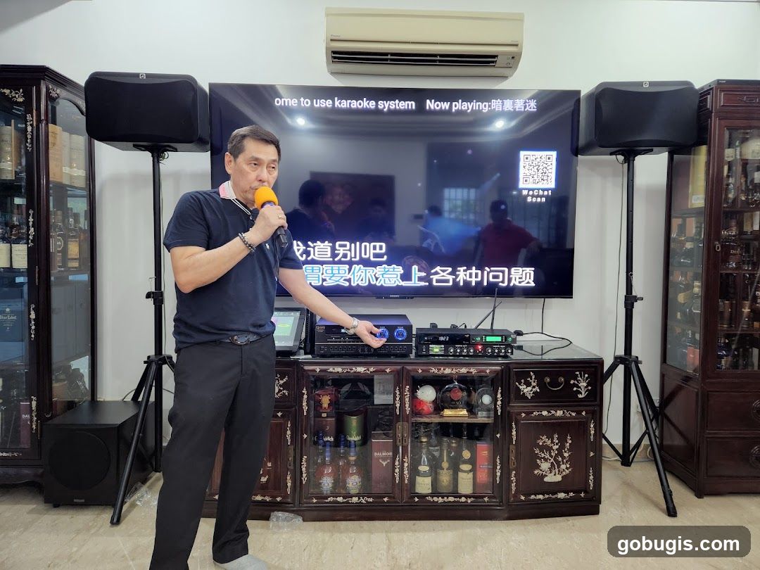 Man singing karaoke