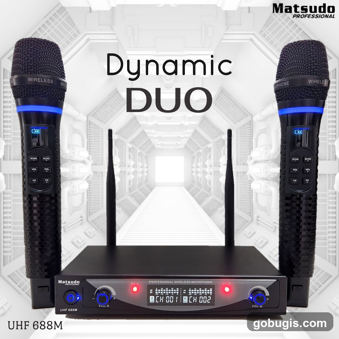 Matsudo Professional Dynamic DUO UHF 688M Wireless Microphones